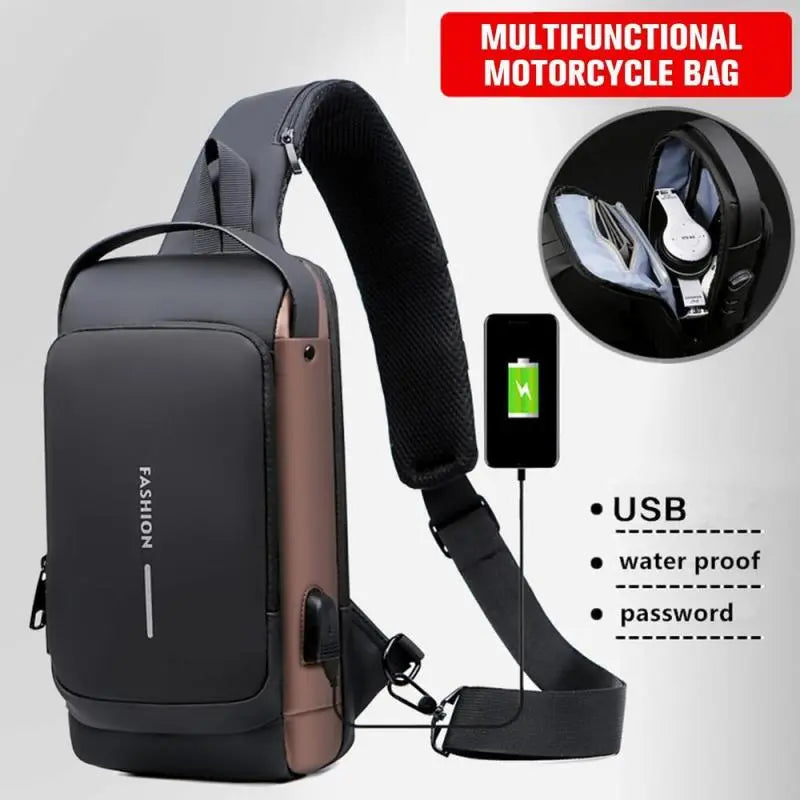 Men's Multifunction Anti-theft USB Shoulder Bag